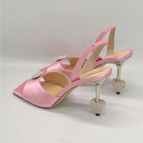 MACH & MACH Crystal Heart Slingback Heel Sandals size 39 - Picture 9 of 14